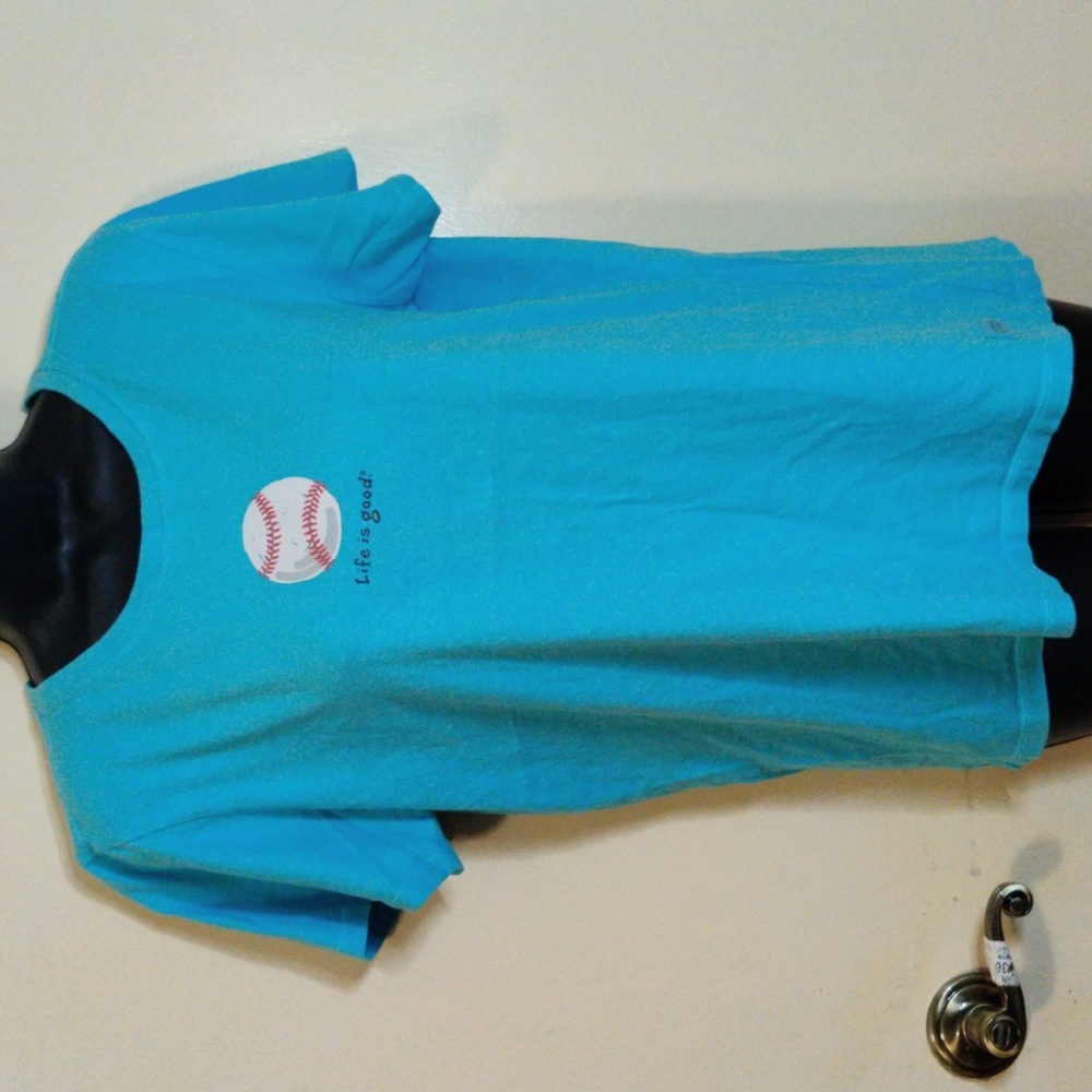 Life is Good Vintage Baseball Graphic Sky Blue Durable Cotton Crusher Tshirt
